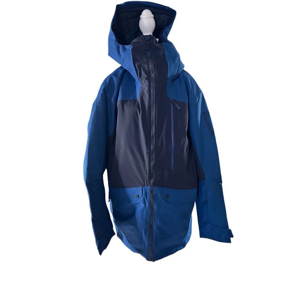 Salomon Men's Navy Peony Waterproof Hooded Untracked Jacket Size Large NWT